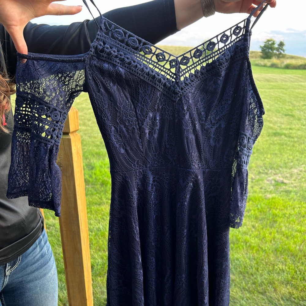 Navy blue off the shoulder dress size small